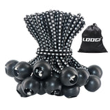 LOOGI Ball Bungee Cords, Tie Down Cords Elastic String UV Resistant Rope for Canopy Tarp Camping (25, Black White, 4 Inch)