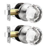 Lepushom 2 Pack Crystal Door Knobs Interior, Elegant Satin Nickel Closet Door Lock, Keyless Glass Door Knobs for Hallways and La