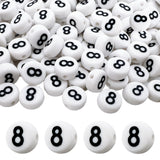 MIIIM 200 Pcs Serif Number 8 Beads for Bracelets, 4x7mm Round Number Beads 8 for Phone Digits, Keychains, Necklace (Digit 8)