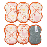 Bright Habits Sponge Set in Hens Pink, 6 Pack Super Absorbent Washable Reusable Cleaning Sponges Made from Recycled Materials, D