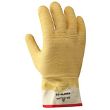 SHOWA 68NFW Fully Coated Natural Rubber Glove, Kevlar Liner Cotton Interlock, Reinforced Safety Cuff, Cut Resistant, Large, Yell