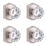 CLCTK 4 Pack Glass Dummy Door Knob, Single Side Dummy Door Knob Set, Brushed Nickel