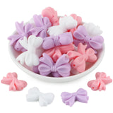 Lovyomi 18pcs Bow Silicone Beads for Pens, Bow tie Silicone Beads for Lanyard Making Bracelet Necklace Making DIY Handicraft(Pur