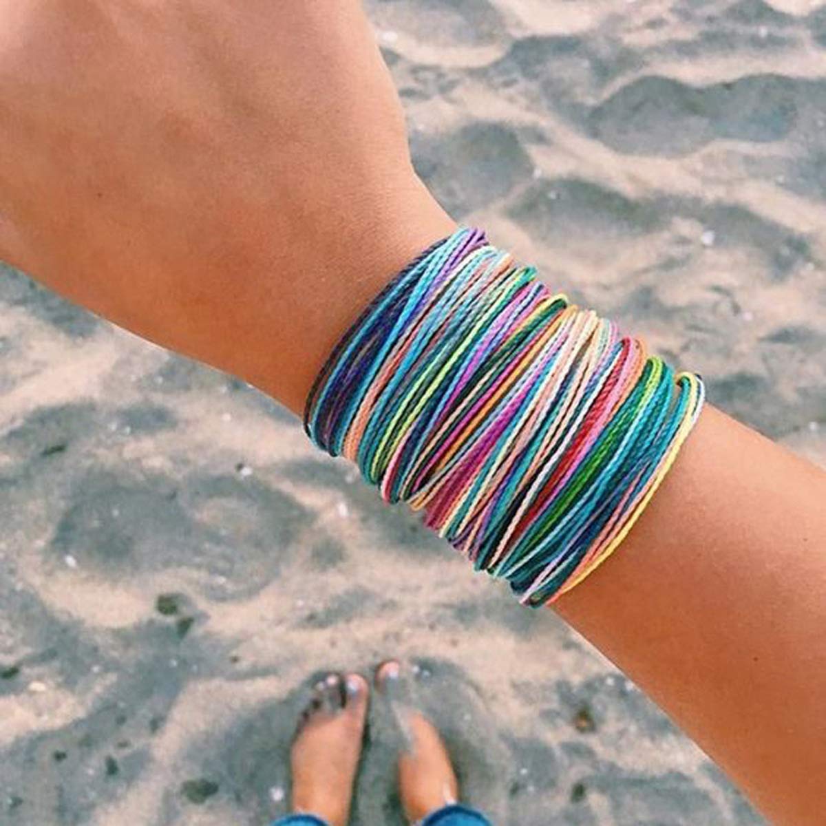 Starain 16Pcs Colorful String Bracelets for Women Beach Handmade Waterproof Braided Rope Bracelets Set Adjustable