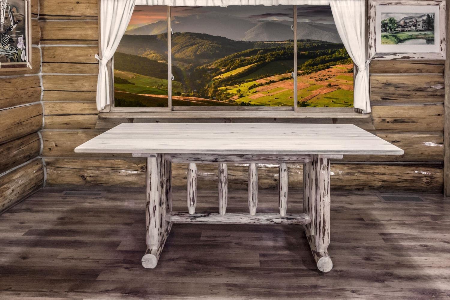 Montana Woodworks Collection Trestle Based Dining Table, Ready To Finish