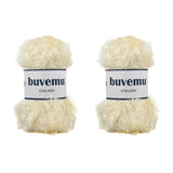 Buvemu Eyelash Fun Fur Yarn 100 Gram (3.53 Ounces) 175 Yards (160 Meters) (Cream - 2 Skeins)