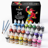 Castle Art Supplies 3D Fabric Paint Set | 24 Quality Vibrant Colors in 29ml Bottles | For Artists; For Crafters; For Fun | Cloth