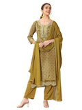 Libas Women'S Silk Blend Kurta Sets (99450_Olive_M)