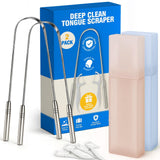 Stainless Tongue Scraper Set For Adults Easy To Use For Oral Care And Hygiene Pack Of 2 Stainless Steel Tongue Cleaners, 2 Tra