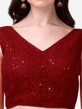 Pujia Mills Women'S Georgette Sipali Sequin Work Sleeveless Blouse (Maroon, 38)