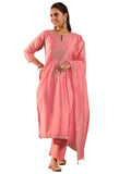 Libas Women'S Chanderi Silk Kurta Set (49444 Peach