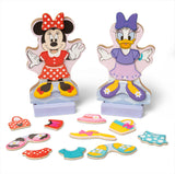 Melissa & Doug Disney Minnie Mouse and Daisy Duck Deluxe Wooden Magnetic Dress-Up; 2 Fashion Dolls with Stands for Pretend Play,
