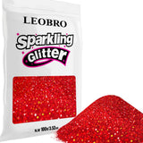 LEOBRO Red Glitter, 100 g / 3.5 oz Holographic Fine Glitter for Crafts, Resin, Flowers, DIY Jewelry Party Decorations