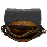ALYSSA Double Compartment Large Flapover Crossbody Bag (Black)