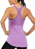 ICTIVE Workout Tank Tops for Women Sleeveless Yoga Tops for Women Mesh Racerback Backless Running Gym Shirts Light Purple XL