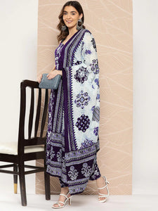 Gosriki Women'S Rayon Blend Straight Printed Kurta With Pant & Dupatta (Ball-Purple-Gs_Xxl_Purple_Xx-Large),Purple,2,B0CJY8CD74