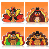 Sealmic 4 Pcs Turkey Felt Card Thanksgiving Cards with Envelope Funny Friendsgiving Decorations Crafts Party Favors Holiday Acti