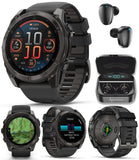 Wearable4U Garmin Fenix 8 51 mm, AMOLED Multisport GPS Smartwatch, Sapphire, Carbon Gray DLC Titanium with Black/Pebble Gray Sil