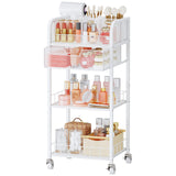 HapiRm Makeup Organizer Storage Cart - 4 Tier Skincare Make Up Storage with Drawer, Rolling Makeup Cart Vanity Organizer Cosmeti