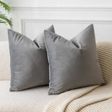 Throw Pillow Covers Set of 2 for Couch Bed Velvet Cushion Cover 14x14,Gray