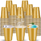 cssopenss 120 pcs 16 oz Gold plastic cups Graduation Cups 16 oz plastic Disposable Cups gold Party Cups for drinking Tastings se