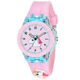On Time Octus Kids Analouge Multi-Color Light Cute 3D Cartoon Character Girls Watch (Multicolour Dial & Pink Colored Strap)