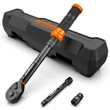 HORUSDY 1/4 Torque Wrench 4PCS Set, 20-240 in-lb Click Torque Wrench with 3 Extension Bar & 1/4 to 3/8 Adapter, Cr-V Inch Pound 