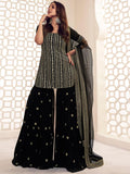 Wedani Georgette Embroidered Kurta Set For Women Black,Black,S,,,