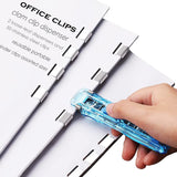 Nainil Enterprise No Staple Push Stapler With Binder Clips, 2 Pcs Handheld Paper Fastener Dispenser With 100 Stainless Steel Cli