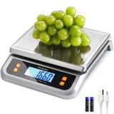 ATOGOU 66lb Food Scale, Commercial Kitchen Scale Plug-in Usable with Full View LCD Display, Stainless Steel, for Baking, Bread, 