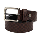 Bhokals Genuine Leather MenS Casual Belt | Brown Checkered Design | Adjustable Pin Buckle | Stylish Formal & Casual Belt For Je