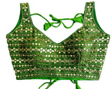 Vihu Fashion Womens Readymade Sweetheart Neck Sleeveless Mirror Saree Blouse.(Paper Foil Light Green_38)