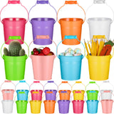 Therwen 24 Pieces Small Metal Buckets Colored Galvanized Bucket Round Metal Pail for Kids Classroom Candy Crafts,Utensils, Vase 