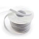 3/8 Velvet Ribbon - Narrow Single-Sided Craft Trim for Hair Bows, Sewing & Gift Wrapping - (Silver, 25 Yards)