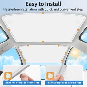 TSLDRV 2025 Upgrade Sunshade Roof for Tesla Model 3 Highland 2024 2025 [No-Gap/Sag-Free] Heat Insulation Glass Roof Sunshade Sun