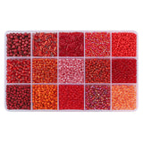 Mix 15 Color Glass Seed Tube Beads Glass Bugle Beads Loose Kit for Jewelry Making DIY Craft Beading (Mix 15 Color, Red)