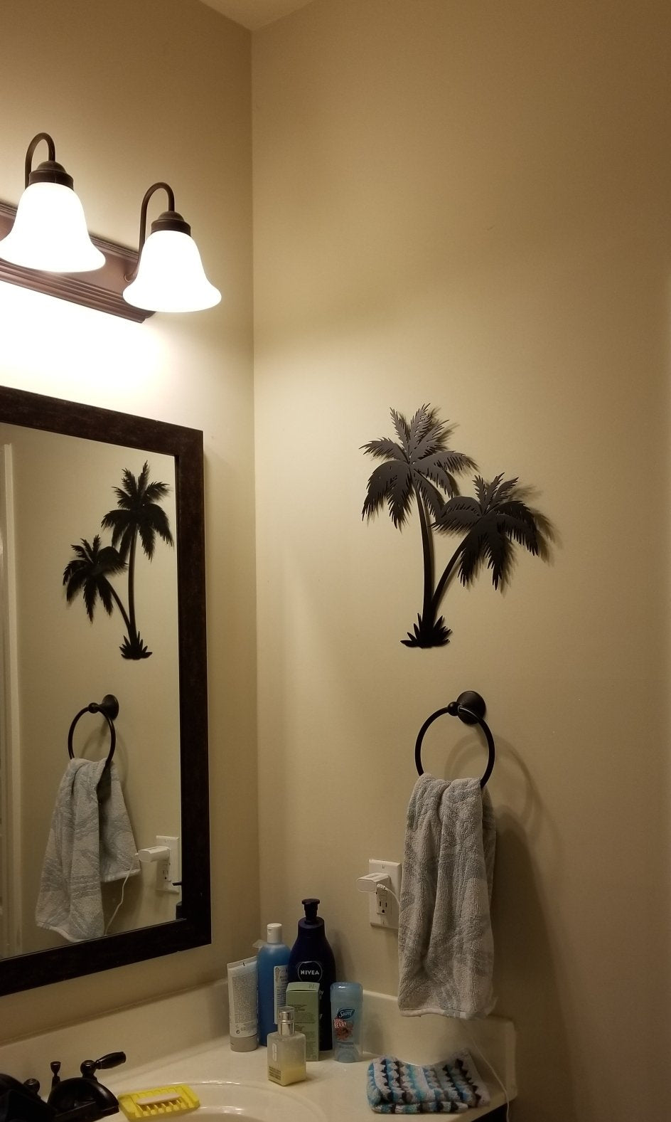 Bookishbunny Handmade Palm Tree 16 Wrought Iron Wall Art Home Decor Tropical Beach Decoration Plaque Metal Art, 2mm thick (16