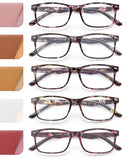 JOLISU 5 Pack Reading Glasses For Women,Spring Hinges, Sturdy and Durable (2.00)