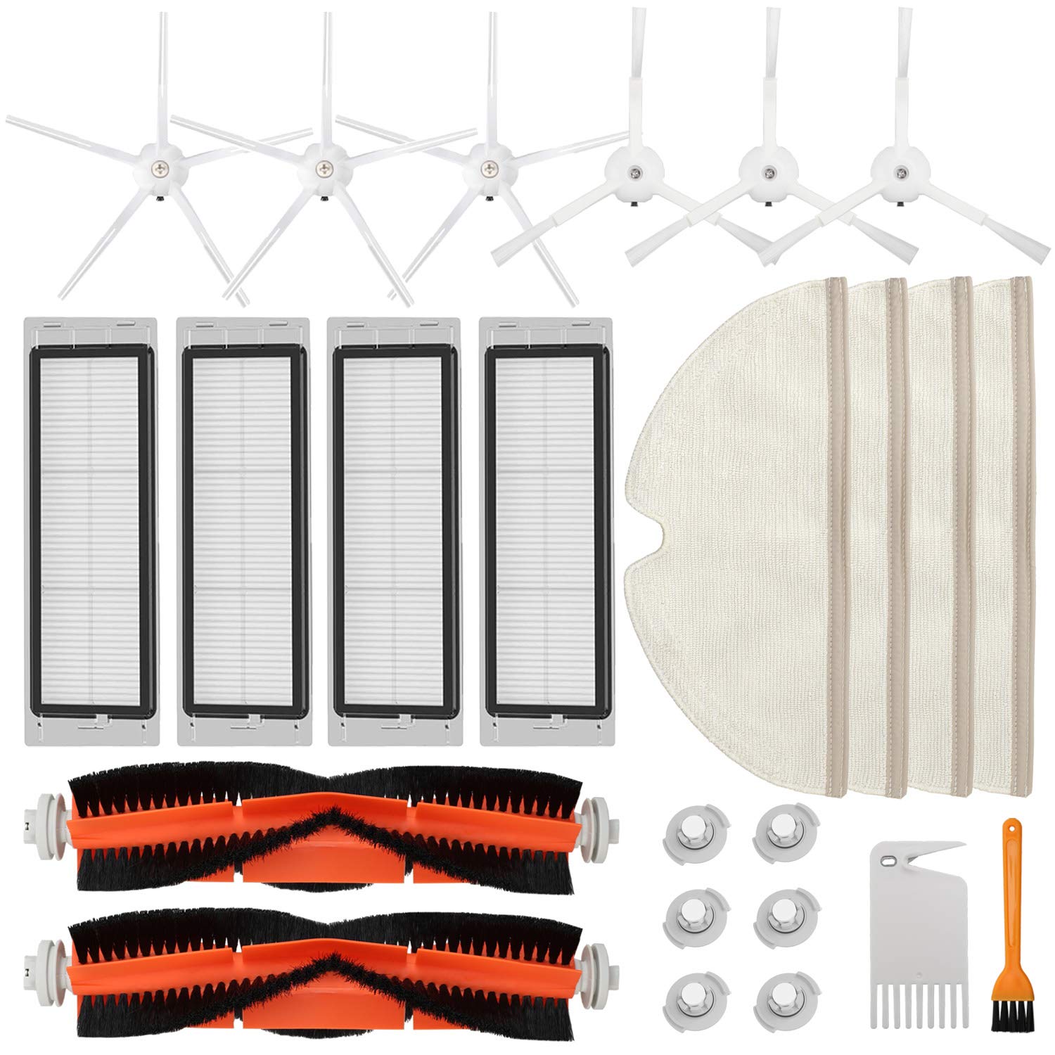 Accessories Kit Compatible With Roborock S4 S5 S6 E4 E20 E25 E35 S50 Xiaomi Mi Mijia Robotic Vacuum, 22 Pack Replacement Parts, 