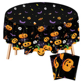 Breling 3 Pcs Halloween Round Tablecloth 84 Inch Fall Plastic Table Cover Disposable Tablecloth for Halloween Birthday Party Dec