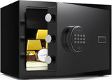 Marcree 0.6 Cub Small Safe Money Safes With Fingerprint Lock Fingerprint Safe Box Fireproof Waterproof With 3 Locking Bolts Security Small Safes For Home Firearm Money Valuables Documents Black -Like New