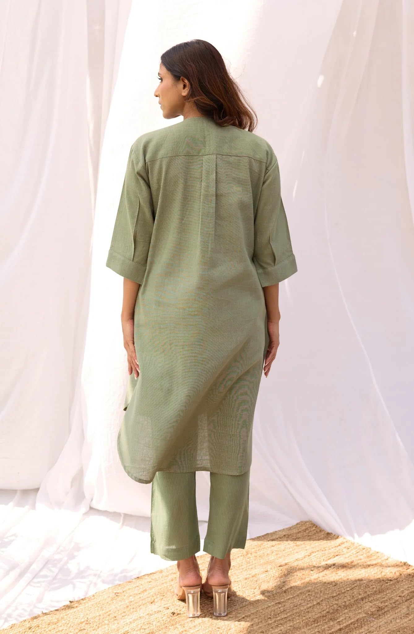 Gosriki Women'S Rayon Blend Straight Solid Kurta With Pant (Nanital Green-Gs_Xl_Green_X-Large),Green,,B0DNK9L7GV