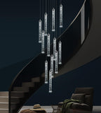 YwueChwu 12-Lights High Ceiling Crystal Staircase Chandelier Chrome, Modern Spiral Raindrop Dimmable LED Bubble Cluster Ceiling 