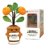 Sakkrrua Handmade Emotional Positive Flower Crochet, Friendship Gifts for Women, Mini Funny Doll Goodbye Gift for Mom Coworker T