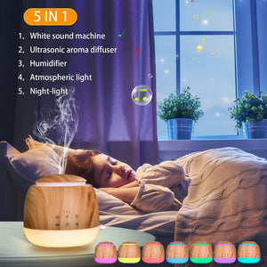 White Noise Machine and Aromatherapy Essential Oil Diffuser,with 7-Color Lights,10 Soothing Sounds, 2 Night Light,3 Timer and Wa