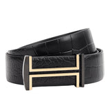 Da Milano Press Pin Leather Belt For Men Black (Size 95 Cm)