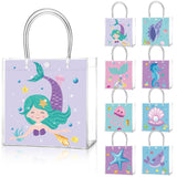 Teenyyou 24 Pcs Mermaid Clear Gift Bags with Handles Under the Sea Party Favor Goodie Candy Treat Tote Gift Bags for Ocean Theme