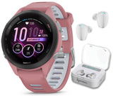 Wearable4U Garmin Forerunner 265S Music GPS Running 42 mm Smartwatch, Pink with AMOLED 1.1in Touchscreen Display White Earbuds B