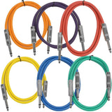 Seismic Audio Speakers Guitar Cables, TS Guitar Cables, 3 Feet, Multicolor, Pack of 6
