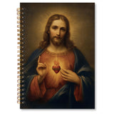 MONALET Sacred Heart of Jesus A5 Spiral Notebook Gifts, Catholic Christian Hardcover Daily Journal Journaling Notebooks Lined fo